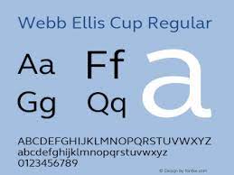 Ejemplo de fuente Webb Ellis Cup 2019 Heavy Italic